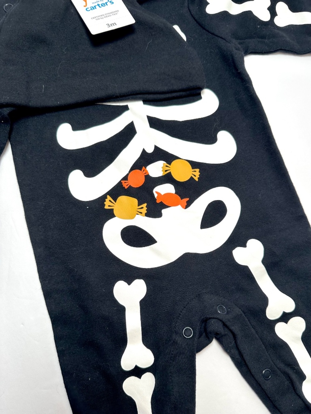Carter’s Baby Skeleton Sleeper 3M NWT Halloween Footed Pajamas Costume - Picture 2 of 6